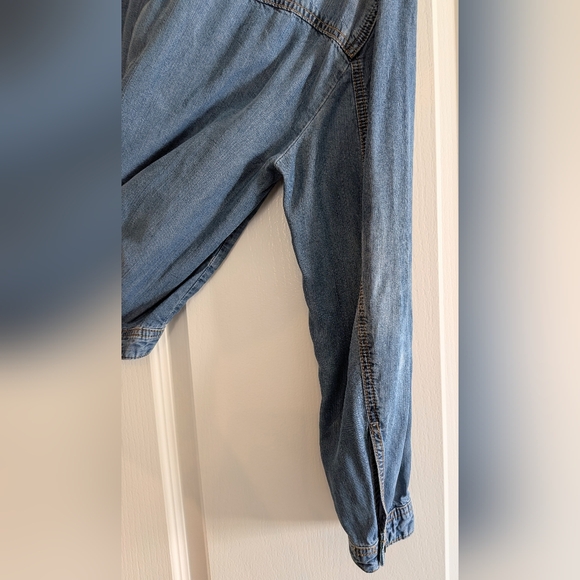 Free People Chambray Tencel Swing Jacket Sapphire Denim Jacket S/P Western Boho - Picture 13 of 16